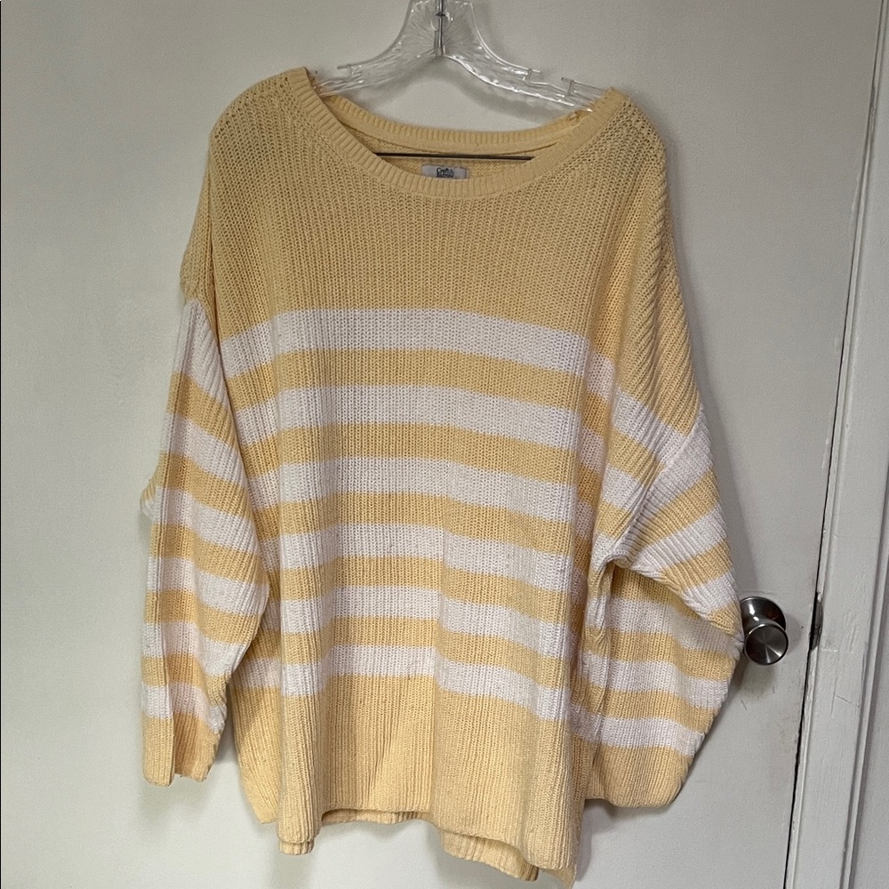 Croft & Barrow Women's Yellow and White Striped Sweater